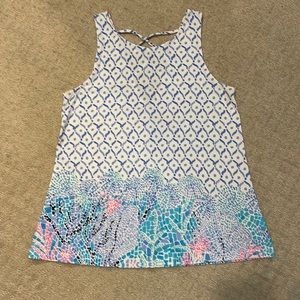 EUC Lilly Pulitzer Kristen Tank Top Multi Sea La Vie Engineered